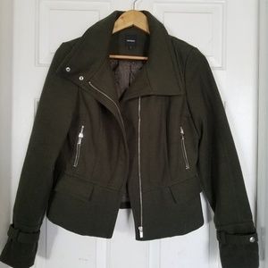 Olive Green Express Wool Coat w/Silver Details